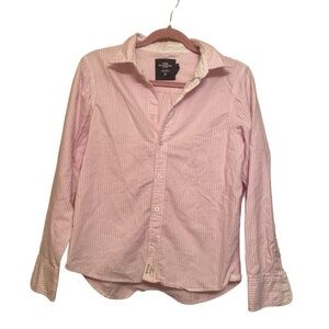 H&M Pink and White Striped Button Down Shirt Kids Size Large